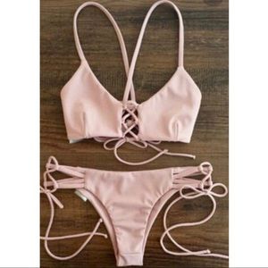 ❤️Pink high waist tie up bikini
